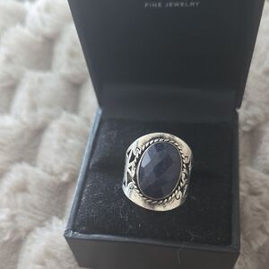 Intricate Silver GENUINE SAPPHIRE Women's Ring